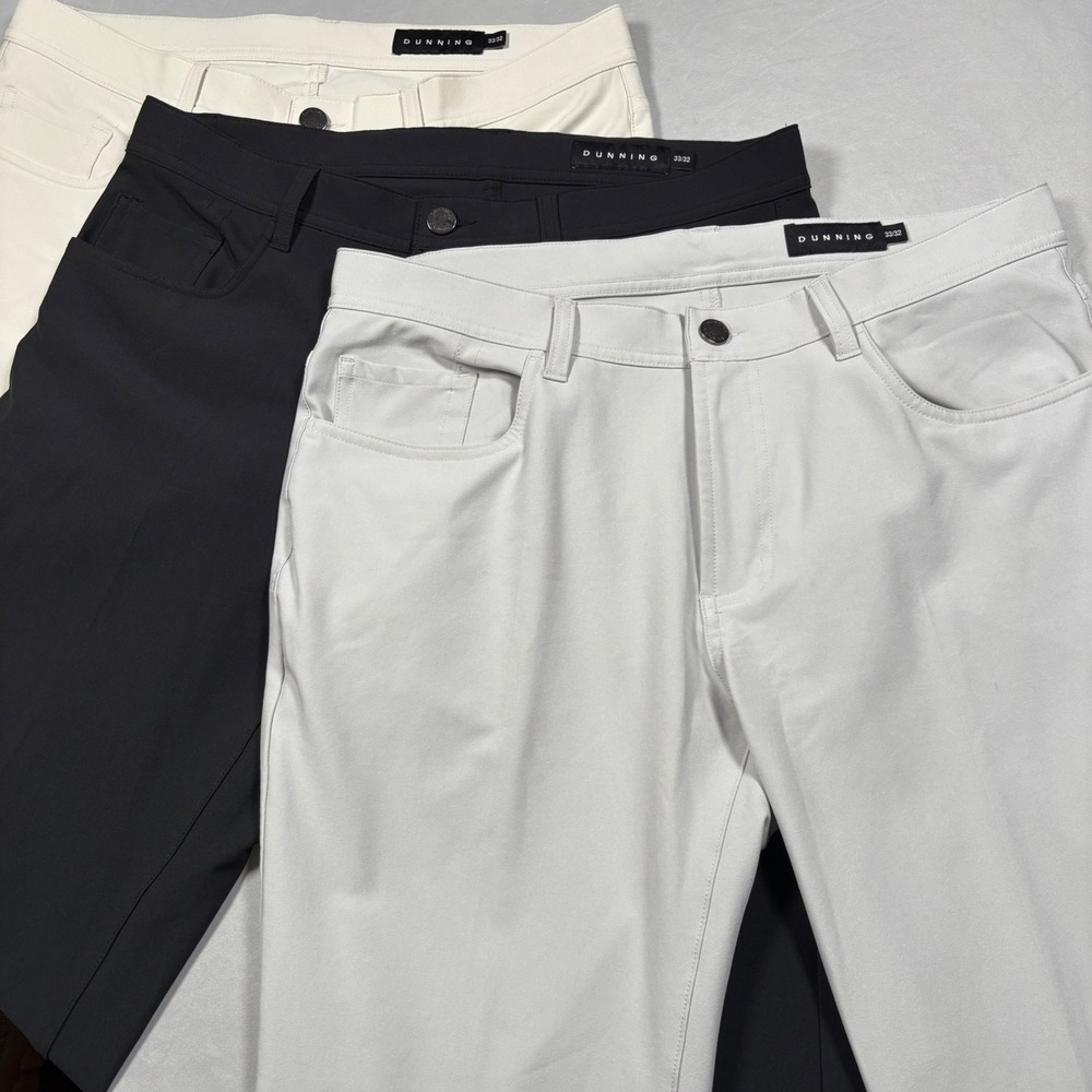 Dunning Golf Pants Mens 33x32 Black Grey White Lot of 3 Performance 5-Pocket
